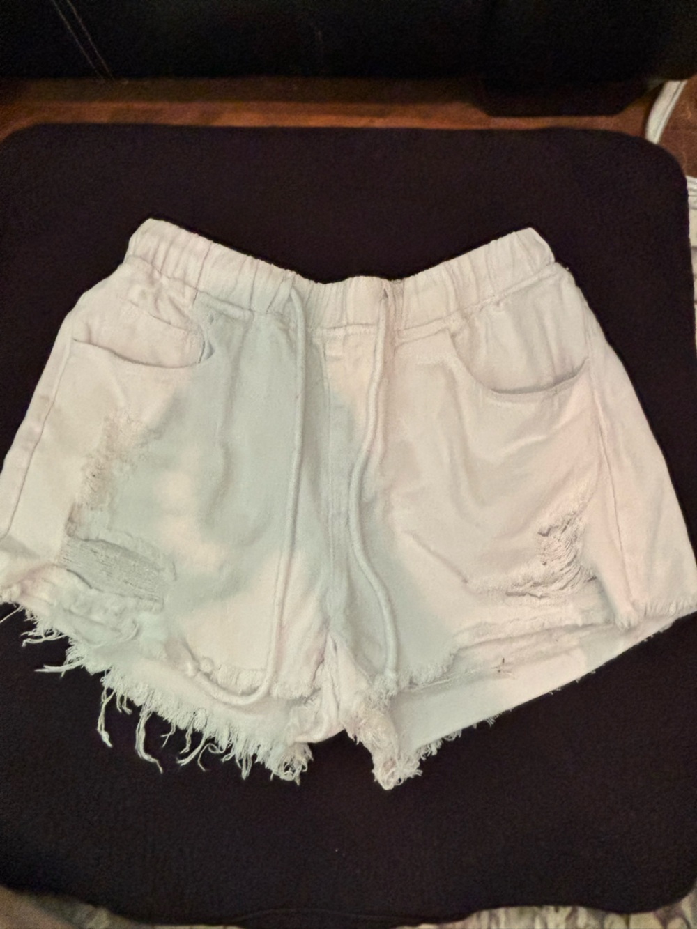 Forever 21 White Frayed Denim Pull on Shorts